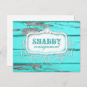 GC Shabby  Aqua Wood sticker Briefkaart (Voorkant / Achterkant)