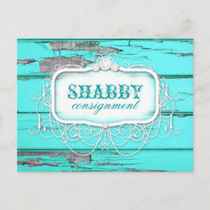 GC Shabby  Aqua Wood sticker Briefkaart