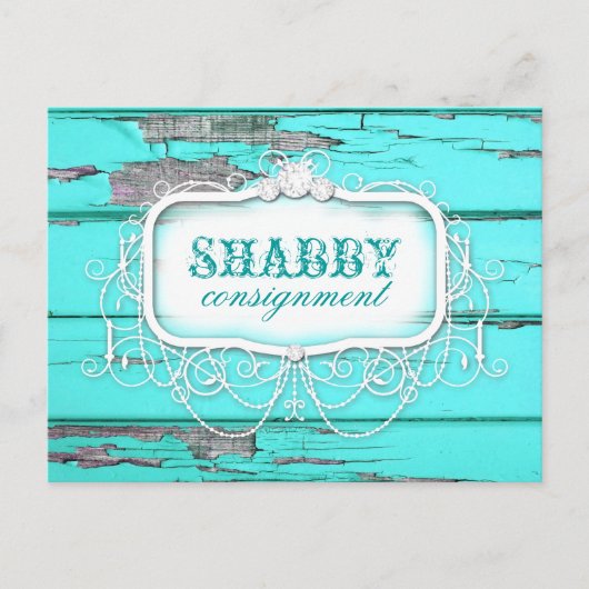 GC Shabby  Aqua Wood sticker Briefkaart (Voorkant)