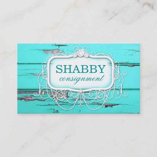 GC Shabby  Aqua Wood Visitekaartje (Voorkant)