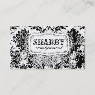 GC Shabby  Black & White Damask Visitekaartje