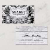 GC Shabby  Black & White Damask Visitekaartje (Voorkant / Achterkant)