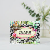 GC Shabby  Charm Black Damask Briefkaart (Staand voorkant)