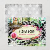 GC Shabby  Charm Black Damask Briefkaart (Voorkant / Achterkant)