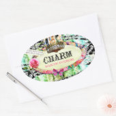 GC | Shabby  Charm - Black Damask Ovale Sticker (Envelop)
