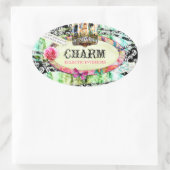 GC | Shabby  Charm - Black Damask Ovale Sticker (Tas)