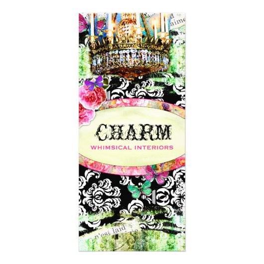GC Shabby  Charm Black Damask-rackkaart Reclamekaart (Voorkant)