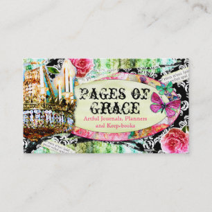 GC Shabby  Charm Black Damask Visitekaartje