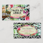 GC Shabby  Charm Black Damask Visitekaartje (Voorkant / Achterkant)