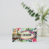 GC Shabby  Charm Black Damask Visitekaartje (Staand voorkant)