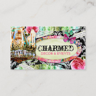 GC | Shabby  Charm Black Damask Visitekaartje