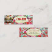 GC Shabby Charm - Red Turquiose Damask Mini Visitekaartje (Voorkant / Achterkant)