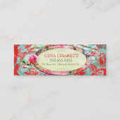 GC Shabby  Charm - Red Turquiose Damask Mini Visitekaartje (Achterkant)