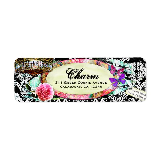 GC Shabby  Charm Zwart Damask Etiket (Voorkant)