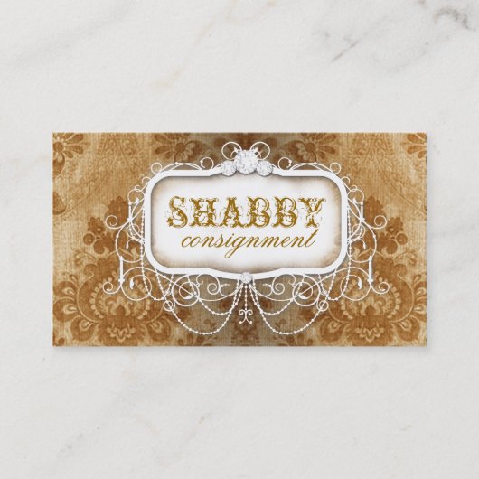 GC Shabby  Gold Damask Visitekaartje (Voorkant)