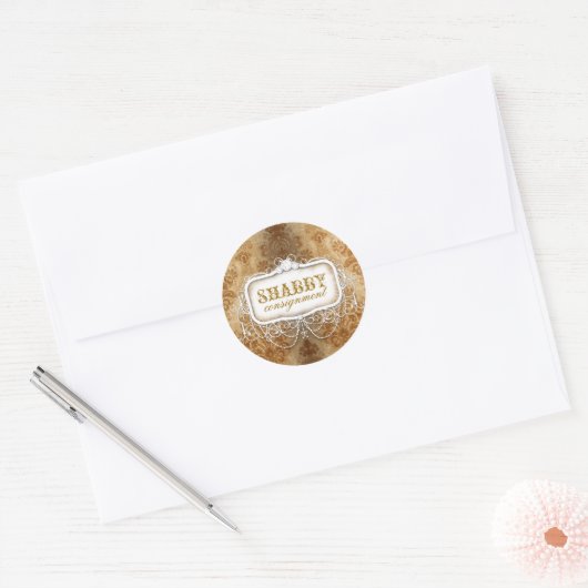 GC Shabby  Gouden Damast Sticker (Envelop)