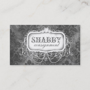 GC Shabby  Grey Damask Visitekaartje
