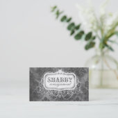GC Shabby  Grey Damask Visitekaartje (Staand voorkant)