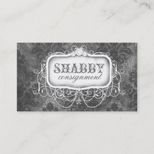 GC Shabby  Grey Damask Visitekaartje (Voorkant)