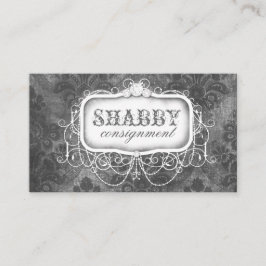 GC Shabby Grey Damask Visitekaartje