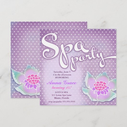 GC Spa Party Lotus Paars Kaart (Voorkant / Achterkant)