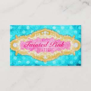 GC Tainted Aqua Pink & Gold Polka Dots Visitekaartje