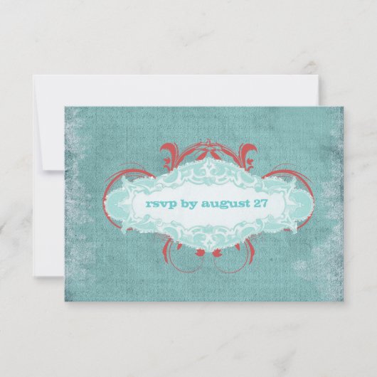 GC | Tantalizing Turquoise Red "Aged" | Goud RSVP Kaartje (Voorkant)
