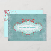 GC | Tantalizing Turquoise Red "Aged" | Goud RSVP Kaartje (Voorkant / Achterkant)