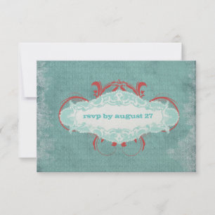 GC   Tantalizing Turquoise Red "Aged"   Goud RSVP Kaartje