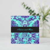 GC |  Turquoise en Paarse Damask Kaart (Staand voorkant)