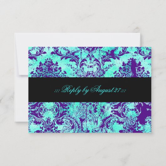 GC  Turquoise & Paarse Damask RSVP (Voorkant)