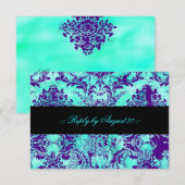 GC  Turquoise & Paarse Damask RSVP (Voorkant / Achterkant)