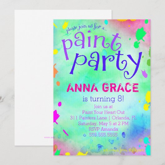 GC Verfpartij Birthday Kaart (Voorkant / Achterkant)