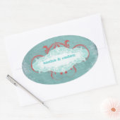 GC | Verleidelijk Turquoise Red "Aged" Ovale Sticker (Envelop)