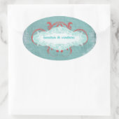 GC | Verleidelijk Turquoise Red "Aged" Ovale Sticker (Tas)