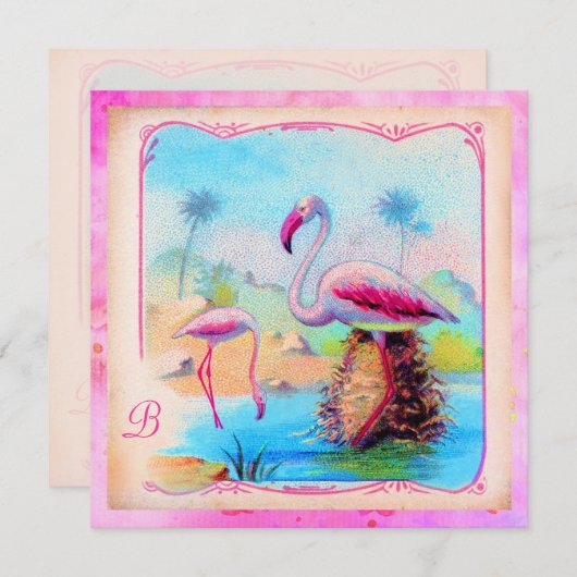 GC Vibrant  Flamingos Pink Gold Metallic Kaart (Voorkant / Achterkant)