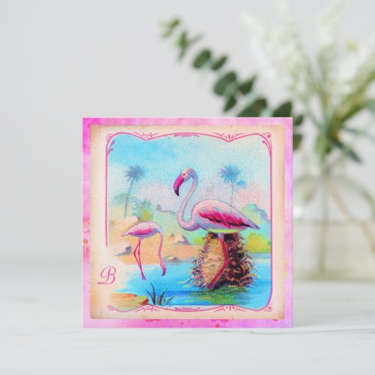 GC Vibrant  Flamingos Pink Gold Metallic Kaart (Staand voorkant)