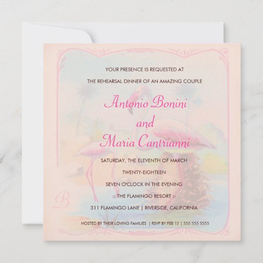 GC Vibrant  Flamingos Pink Gold Metallic Kaart (Achterkant)