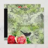 GC |  vogel en Roos | Limoen Damask Kaart (Voorkant / Achterkant)