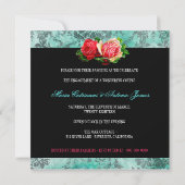 GC | vogel en Roos | Turquoise Damask Kaart (Achterkant)
