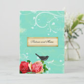 GC vogel en Roos Turquoise Dream Kaart (Staand voorkant)