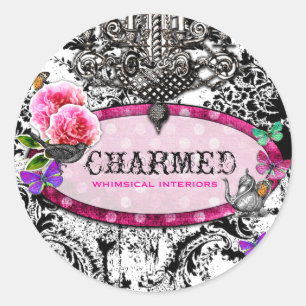 GC Whimsical Zwart Wit Ronde Sticker