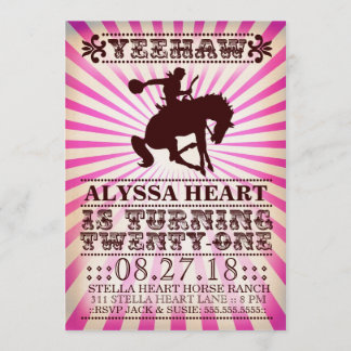 GC Yeehaw Rodeo 21st Birthday Pink Kaart