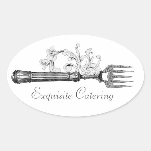 GC  Zilveren Goddelijke Vork Ovale Sticker (Voorkant)