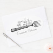 GC  Zilveren Goddelijke Vork Ovale Sticker (Envelop)