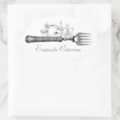 GC  Zilveren Goddelijke Vork Ovale Sticker (Tas)