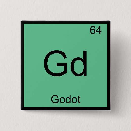 Gd - Godot Grappig Chemie Elementsymbool T-Shirt Vierkante Button 5,1 Cm (Voorkant)
