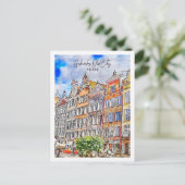 Gdanks Oude Stad Polen Reisplaats Waterverf Briefkaart (Staand voorkant)