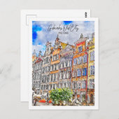 Gdanks Oude Stad Polen Reisplaats Waterverf Briefkaart (Voorkant / Achterkant)