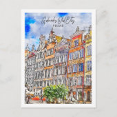 Gdanks Oude Stad Polen Reisplaats Waterverf Briefkaart (Voorkant)